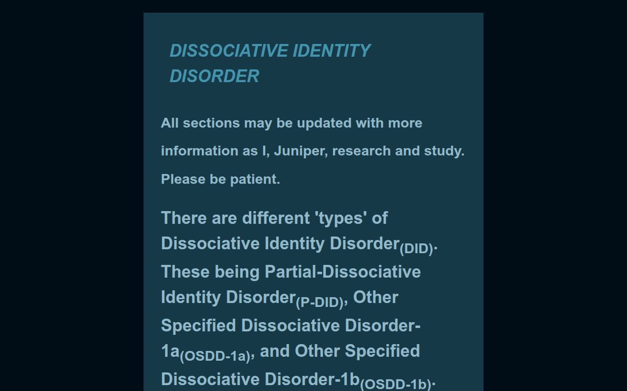 Dissociative Identity Disorder - Explanation